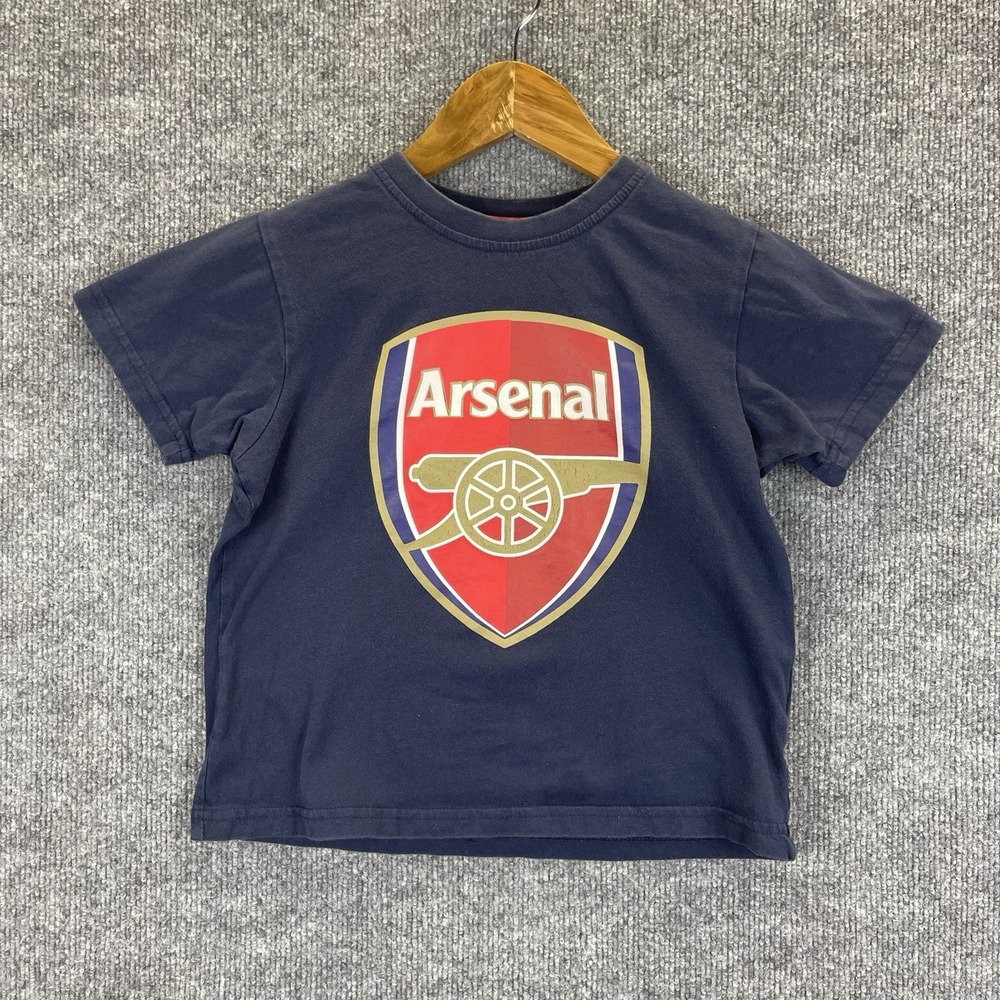 Arsenal T-Shirt Kids Size 8-9 Blue Short Sleeve Logo Summer Unisex